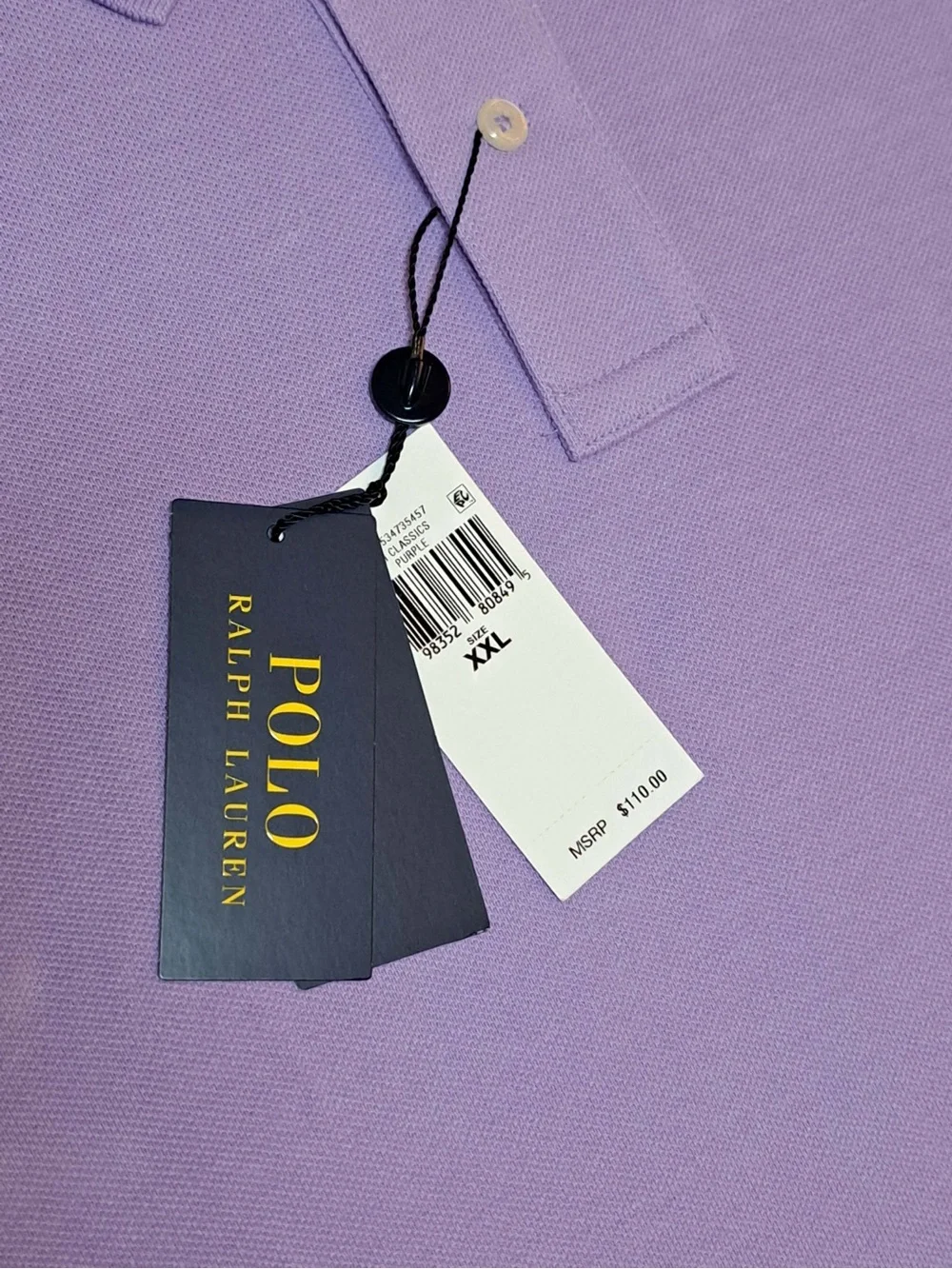 Polo Ralph Lauren Mesh Polo Shirt XXL Classic Fit Purple w/Mint Green Pony